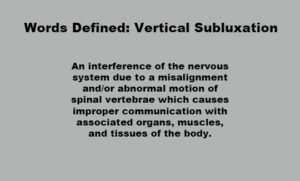 An interference of the nervous system due to a misalignment and/or abnormal motion of spinal vertebrae which causes improper communication with associated organs, muscles, and tissues of the body.